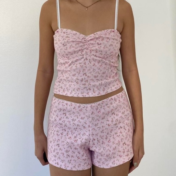 Camille pink sequin-embellished jacket & shorts matching set